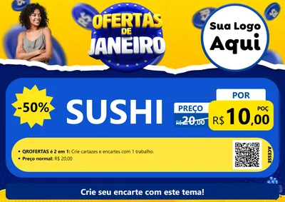Modelo de Cartaz para Cartaz A4 Horizontal com o tema Ofertas de Janeiro para Comida japonesa