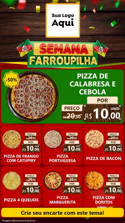 Modelo de Rede Social para Stories com o tema Semana Farroupilha para Pizzaria