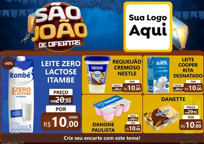 Modelo de Encarte para Encarte A4 Horizontal com o tema São João Ofertas Imbatíveis! - Junina para Frios e Laticínios