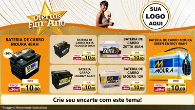Modelo de TV para TV Horizontal com o tema Ofertas Fim de Ano para Baterias Elétricas
