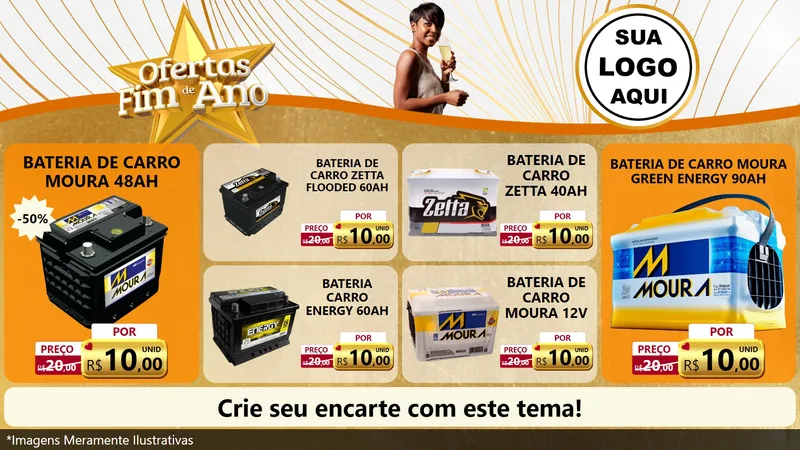 Modelo de TV para TV Horizontal com o tema Ofertas Fim de Ano para Baterias Elétricas