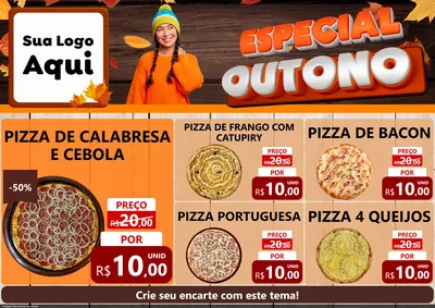 Modelo de Encarte para Encarte A4 Horizontal com o tema Especial Outono para Pizzaria