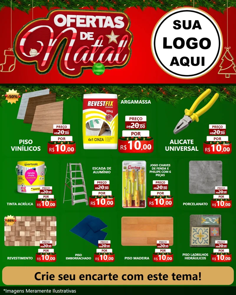 Modelo de Rede Social para Feed Instagram com o tema Ofertas de Natal para Material para Construção
