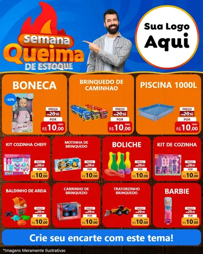 Modelo de Rede Social para Feed Instagram com o tema Semana Queima de Estoque para Brinquedos
