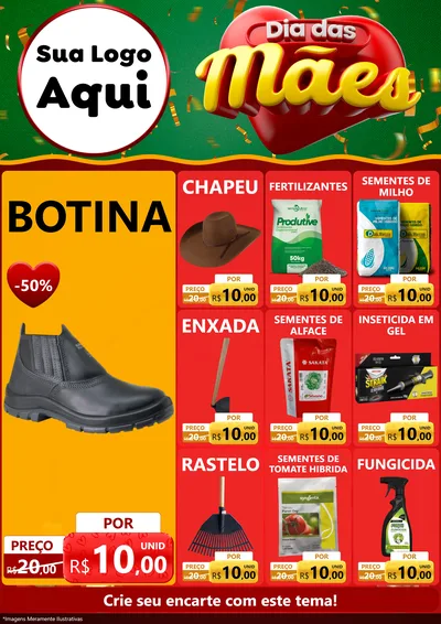 Modelo de Encarte para Encarte A4 Vertical com o tema Dia das Mães para Agropecuária