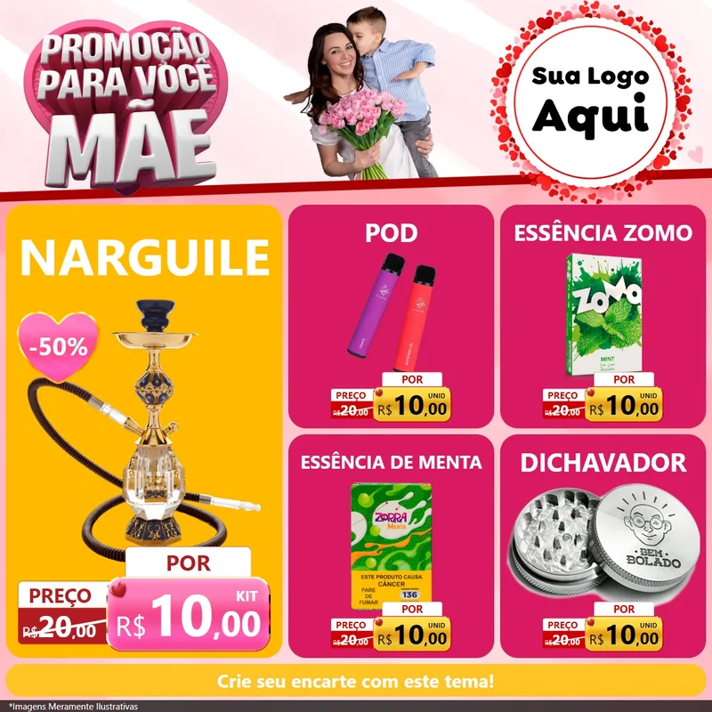 Modelo de Rede Social para Feed Facebook com o tema Promoção Para Você Mãe para Tabacaria