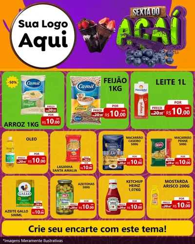 Modelo de Rede Social para Feed Instagram com o tema Sexta do Açaí para Supermercado