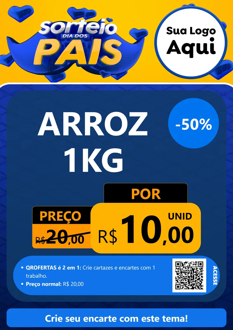 Modelo de Cartaz para Cartaz A4 Vertical com o tema Sorteio Dia dos Pais para Supermercado