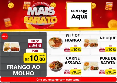 Modelo de Encarte para Encarte A4 Horizontal com o tema Mais Barato para Restaurante