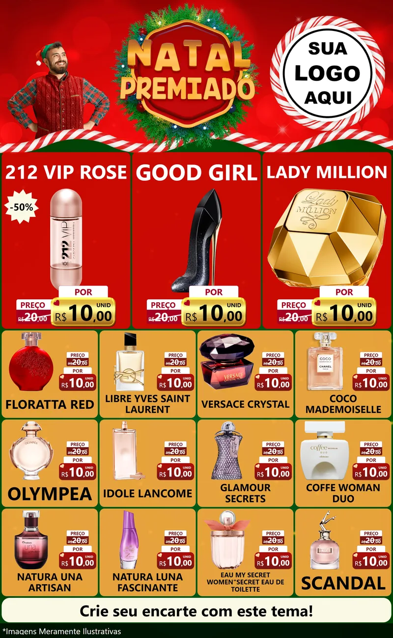 Modelo de Encarte para Encarte Grande com o tema Natal Premiado para Perfumes