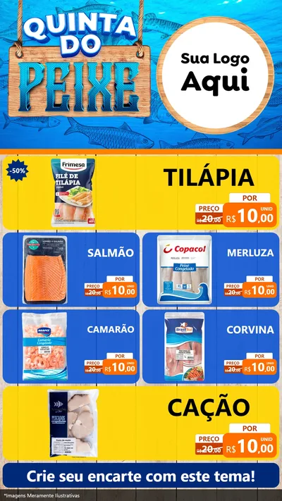 Modelo de TV para TV Vertical com o tema Quinta do Peixe para Peixaria