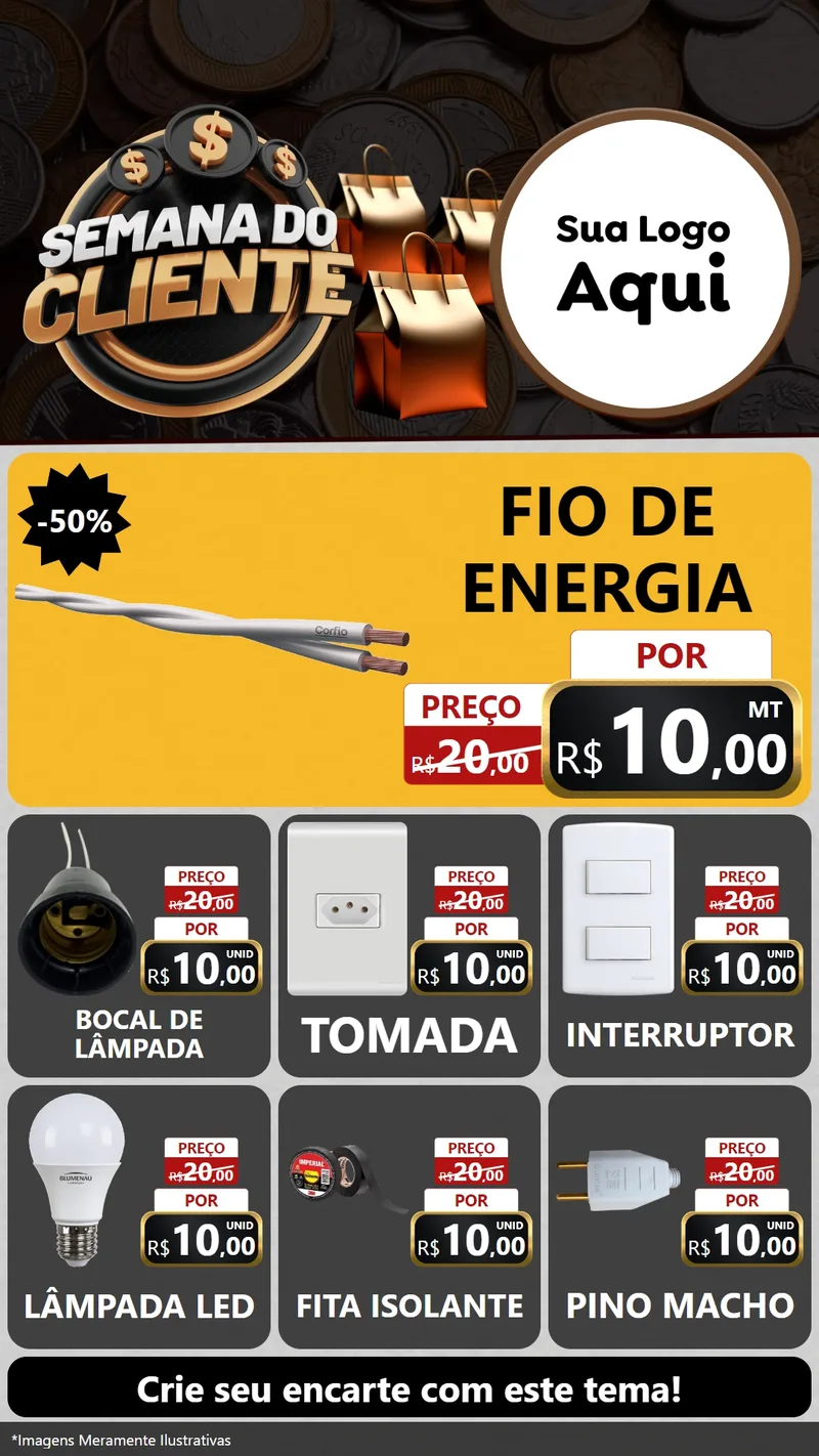 Modelo de Rede Social para Stories com o tema Semana do Cliente para Materiais Elétricos