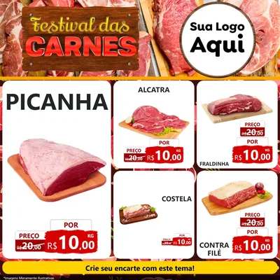 Modelo de Rede Social para Feed Facebook com o tema Festival das Carnes para Açougue