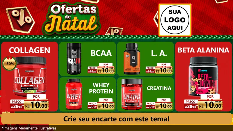 Modelo de TV para TV Horizontal com o tema Ofertas de Natal para Suplementos alimentares