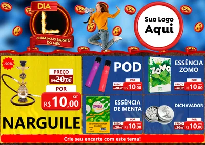 Modelo de Encarte para Encarte A4 Horizontal com o tema Dia L - O Dia Mais Barato Do Mês para Tabacaria