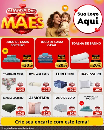 Modelo de Rede Social para Feed Instagram com o tema Semana das Mães para Cama, Mesa e Banho