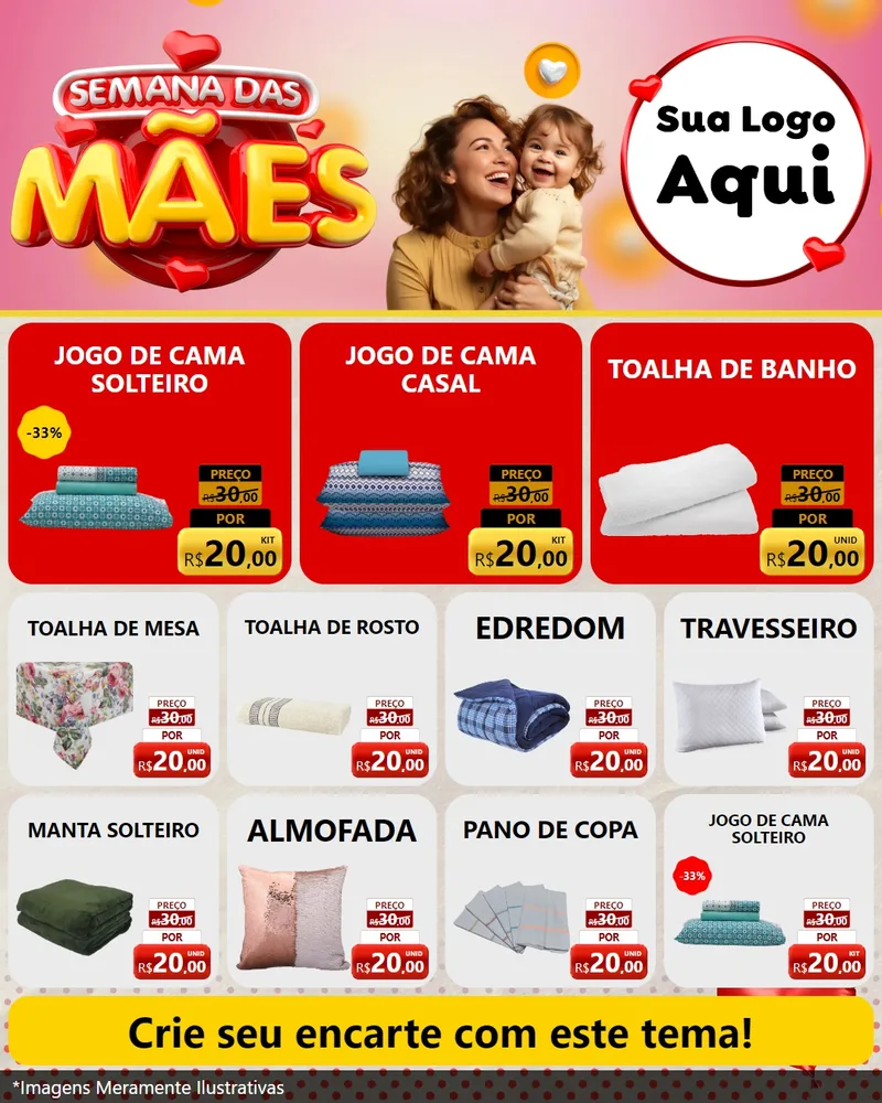 Modelo de Rede Social para Feed Instagram com o tema Semana das Mães para Cama, Mesa e Banho