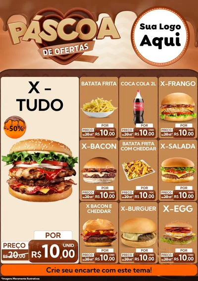 Modelo de Encarte para Encarte A4 Vertical com o tema Páscoa de Ofertas para Hamburgueria