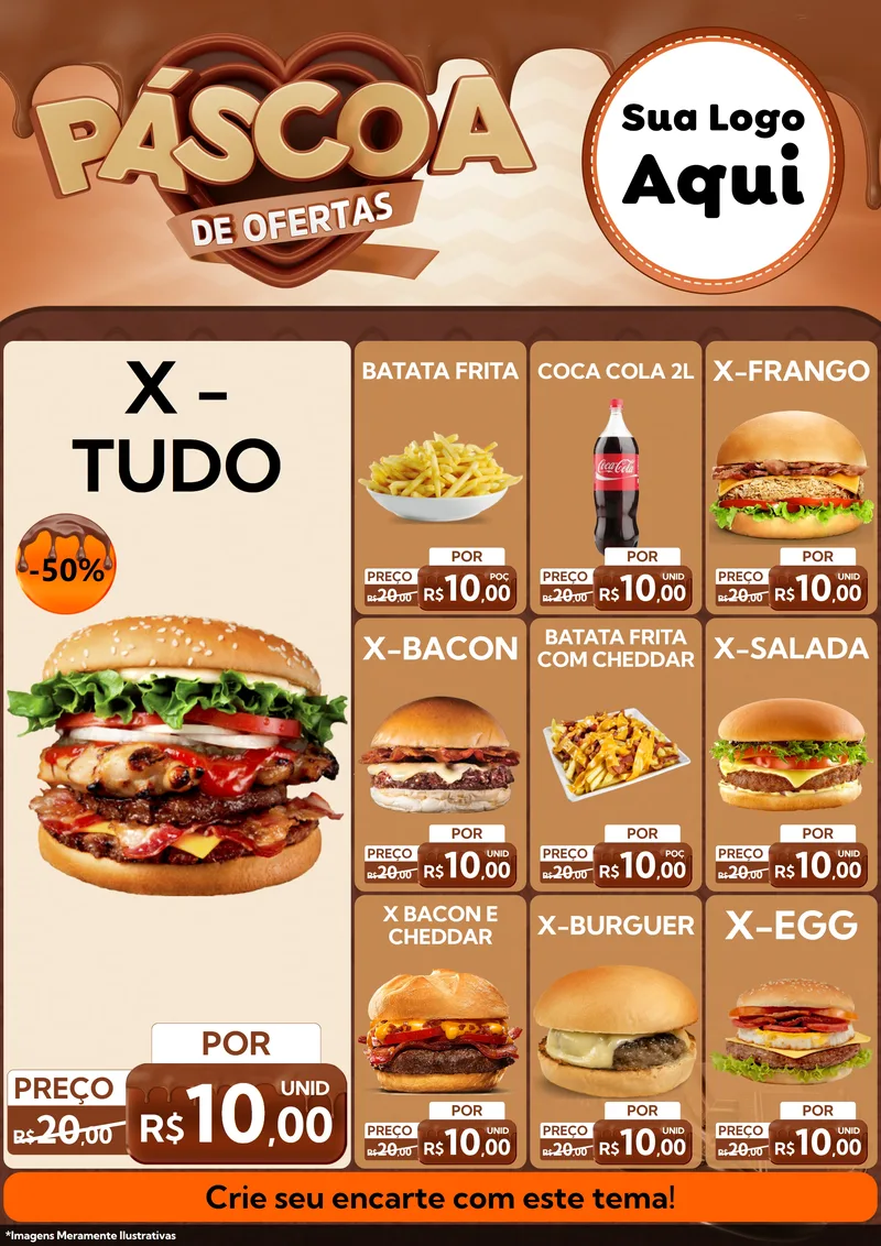 Modelo de Encarte para Encarte A4 Vertical com o tema Páscoa de Ofertas para Hamburgueria