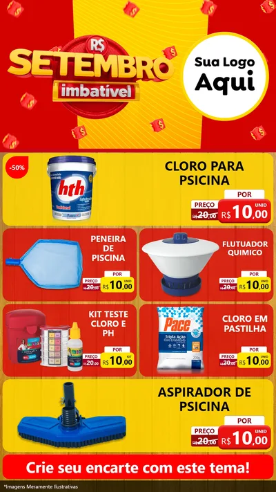 Modelo de TV para TV Vertical com o tema Setembro Imbatível para Produtos para Piscina