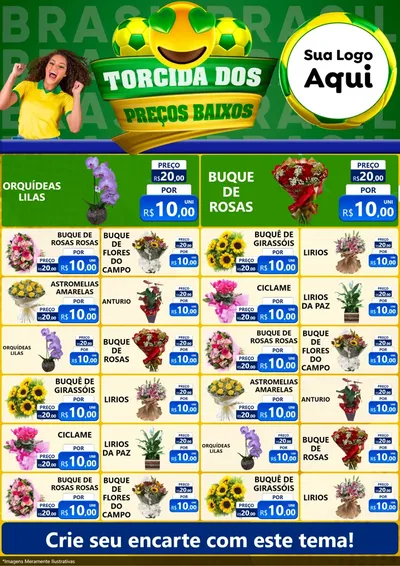Modelo de Encarte para Encarte A4 Vertical com o tema Torcida dos Preços Baixos - Copa para Floricultura e jardim
