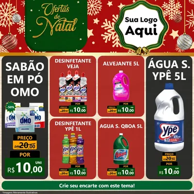 Modelo de Rede Social para Feed Facebook com o tema Natal de Ofertas para Produtos de Limpeza