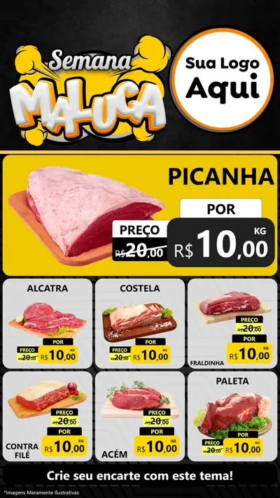 Modelo de Rede Social para Stories com o tema Semana Maluca para Açougue