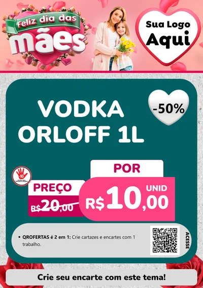 Modelo de Cartaz para Cartaz A4 Vertical com o tema Feliz Dia das Mães para Distribuidora de bebidas