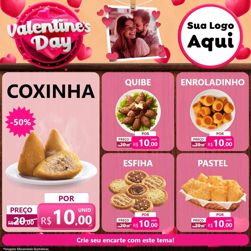 Modelo de Rede Social para Feed Facebook com o tema Valentine's Day para Salgadaria