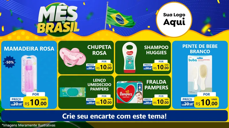Modelo de TV para TV Horizontal com o tema Mês do Brasil para Bebês