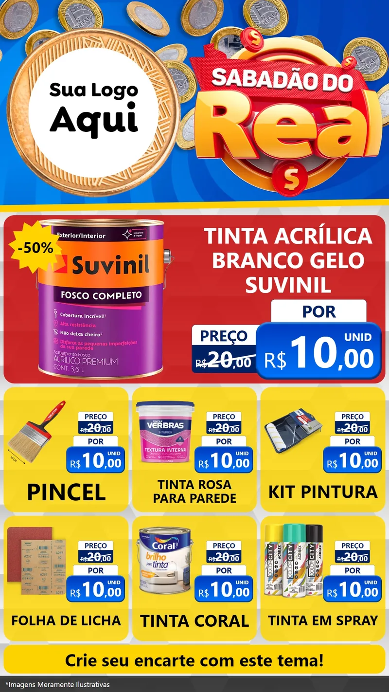 Modelo de Rede Social para Stories com o tema Sabadão do Real para Tintas e Ferramentas