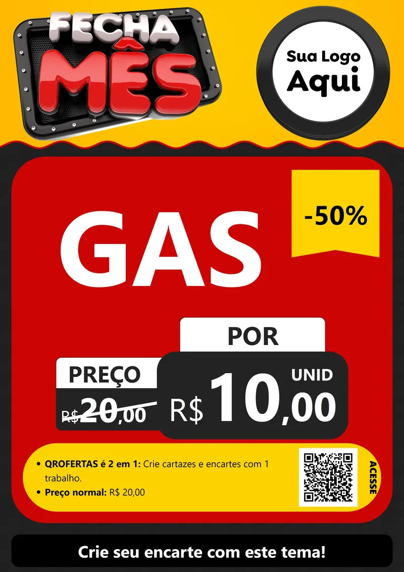 Modelo de Cartaz para Cartaz A4 Vertical com o tema Fecha Mês para Água e gás