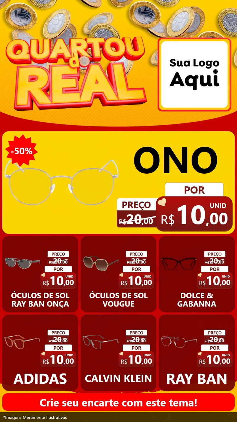 Modelo de Rede Social para Stories com o tema Quartou do Real para Óticas