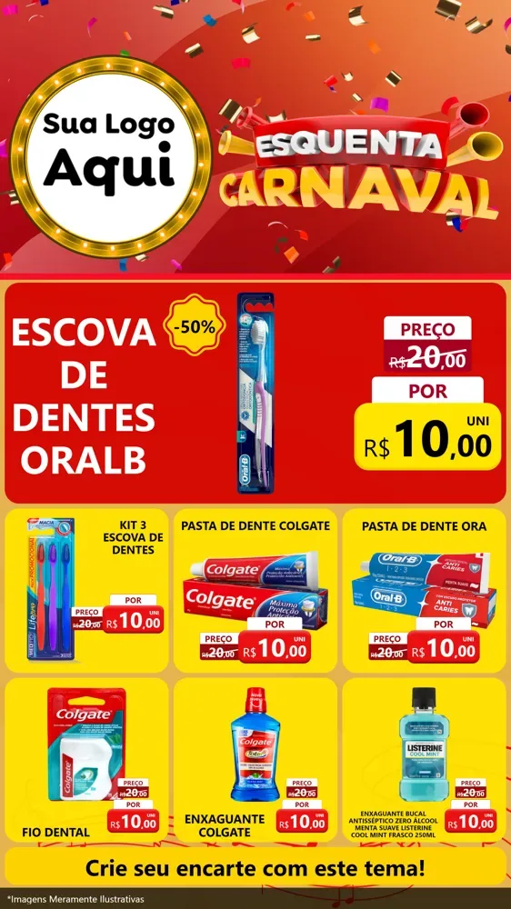 Modelo de Rede Social para Stories com o tema Esquenta Carnaval para Higiene Pessoal