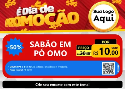 Modelo de Cartaz para Cartaz A4 Horizontal com o tema É Dia De Promoção para Produtos de Limpeza
