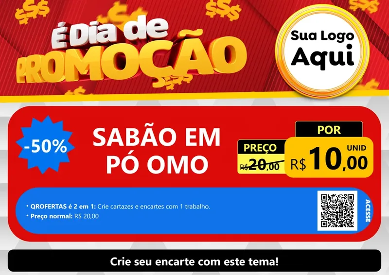 Modelo de Cartaz para Cartaz A4 Horizontal com o tema É Dia De Promoção para Produtos de Limpeza