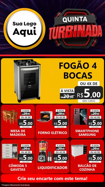 Modelo de Rede Social para Stories com o tema Quinta Turbinada para Móveis e Eletro