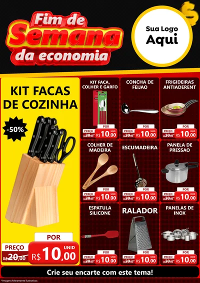 Modelo de Encarte para Encarte A4 Vertical com o tema Fim de Semana da Economia para Utilidades Domésticas
