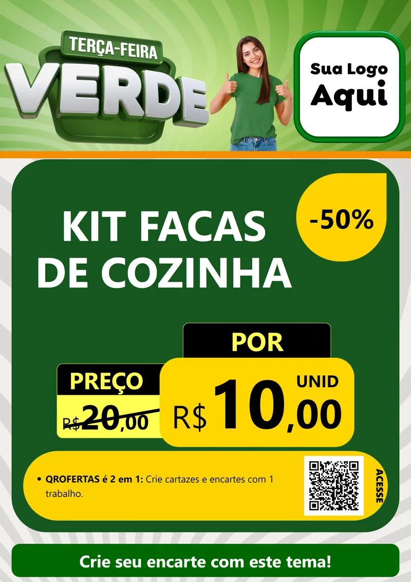 Modelo de Cartaz para Cartaz A4 Vertical com o tema Terça - Feira Verde para Utilidades Domésticas