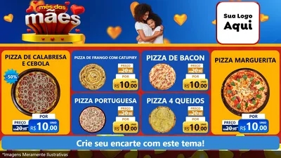 Modelo de TV para TV Horizontal com o tema Mês das Mães para Pizzaria