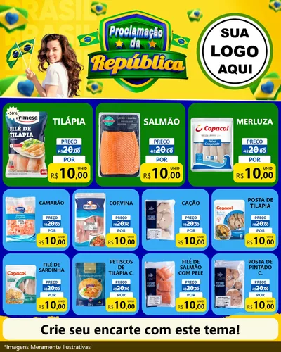Modelo de Rede Social para Feed Instagram com o tema Proclamação da República para Peixaria