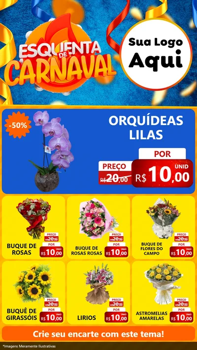 Modelo de Rede Social para Stories com o tema Esquenta de Carnaval para Floricultura e jardim