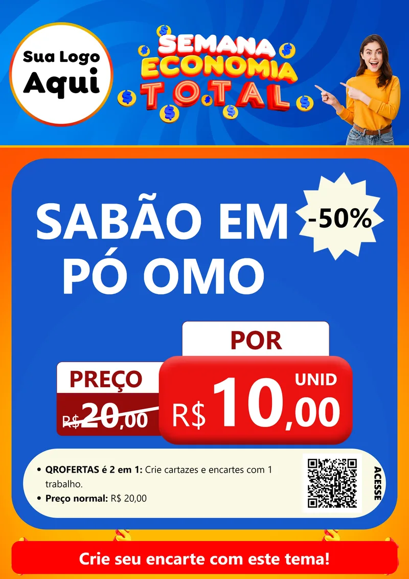 Modelo de Cartaz para Cartaz A4 Vertical com o tema Semana Economia Total para Produtos de Limpeza