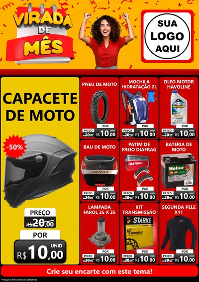 Modelo de Encarte para Encarte A4 Vertical com o tema Virada de Mês para Moto peças