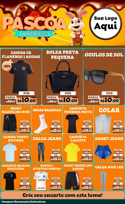 Modelo de Encarte para Encarte Grande com o tema Páscoa Fantástica para Roupas e acessórios