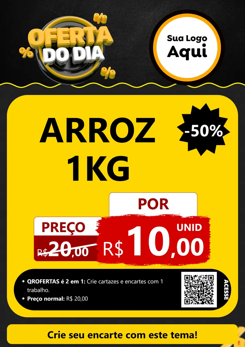 Modelo de Cartaz para Cartaz A4 Vertical com o tema Oferta Do Dia para Supermercado