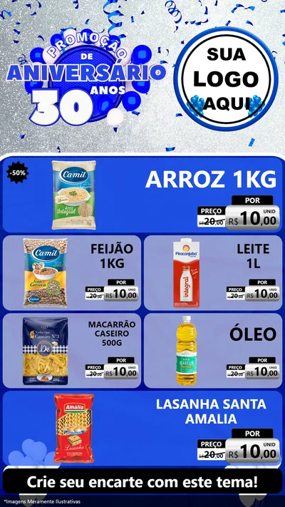 Modelo de TV para TV Vertical com o tema Promoção de Aniversário - 30 Anos para Supermercado