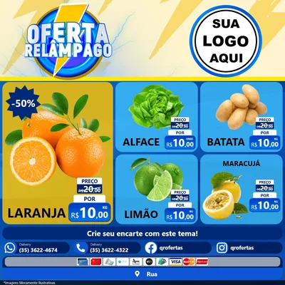 Modelo de Rede Social para Feed Facebook com o tema Oferta Relâmpago para Hortifrúti