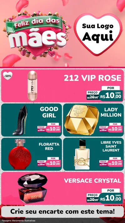 Modelo de TV para TV Vertical com o tema Feliz Dia das Mães para Perfumes