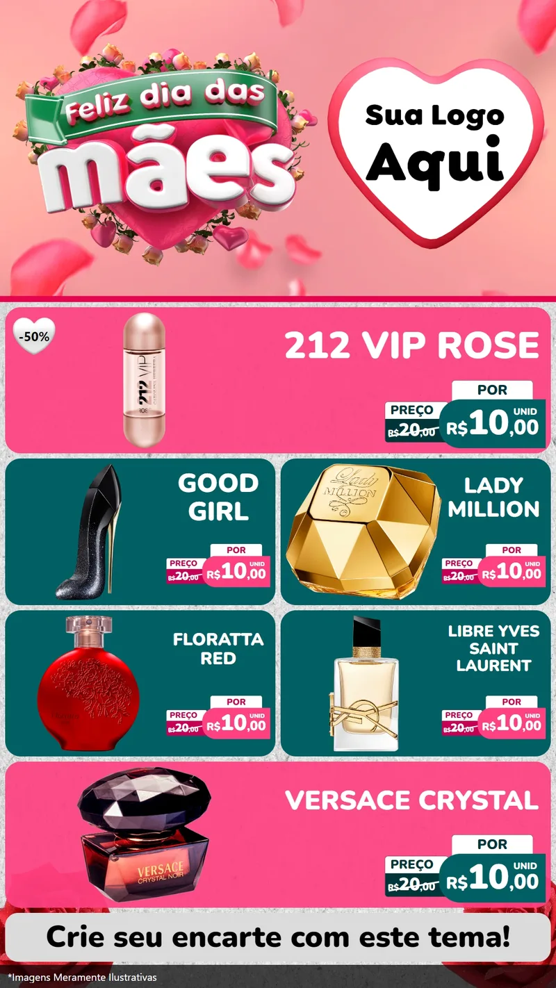 Modelo de TV para TV Vertical com o tema Feliz Dia das Mães para Perfumes
